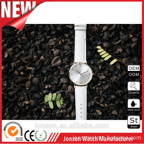 2016 custom watch dial stainless steel genuine leather bands rose gold watch